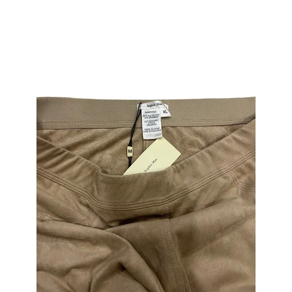 Sophie‎ Max Studio Sz XL Vicuna Beige Stretch Luxe Faux Suede Leggings Pants NWT - Picture 5 of 5